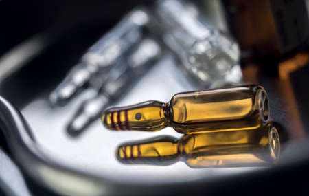 Several ambar Ampoule of glass, conceptual image