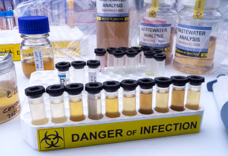 Investigation of sars-cov-2 virus in humans in a wastewater laboratory, conceptual imageの写真素材