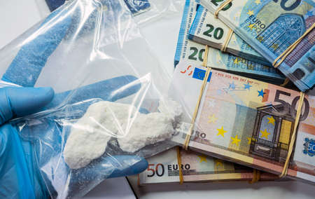Police investigate positive for drugs in crime lab, conceptual imageの写真素材