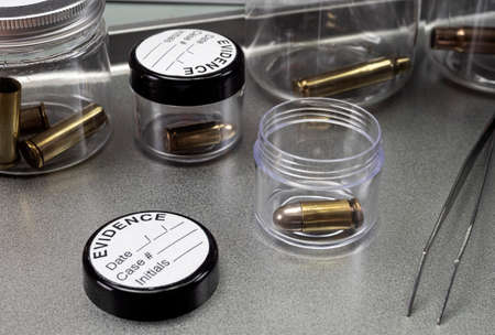 Criminalistic Laboratory, Bullet shell analysis, conceptual image