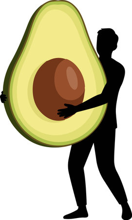 Avocado and man. Vector illustration of a man with avocado.のイラスト素材