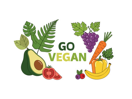 Vegan concept with healthy food design, vector illustration eps 10.のイラスト素材