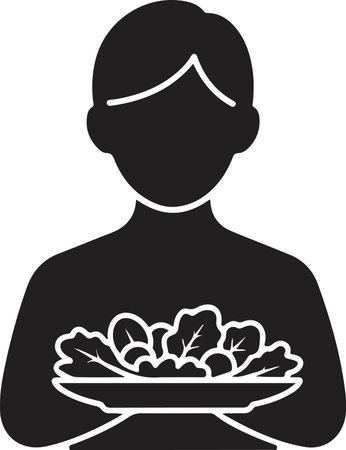 Man with salad icon isolated on white background. Vector Illustration.のイラスト素材