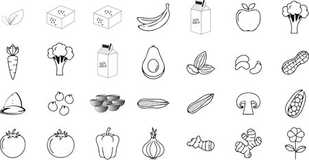 vegetables icon set isolated on a white background. vector illustrationのイラスト素材