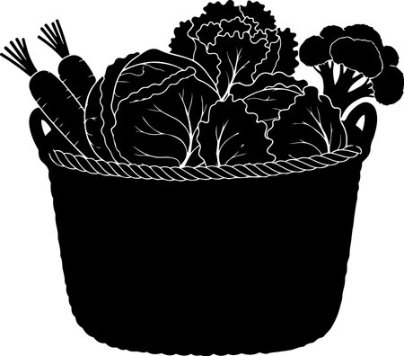 Vegetables in a basket on a white background. Vector illustrationのイラスト素材