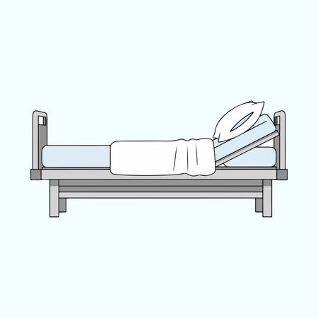Illustration of a hospital bed with a white towel on it.のイラスト素材