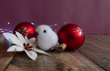 red christmas balls to decorate the christmas treeの写真素材