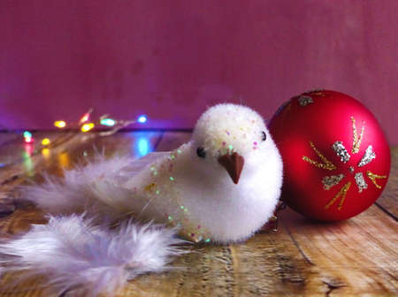 red christmas ball to decorate the christmas treeの写真素材