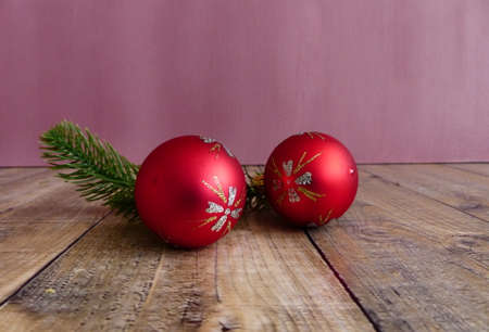 red christmas balls to decorate the christmas treeの写真素材