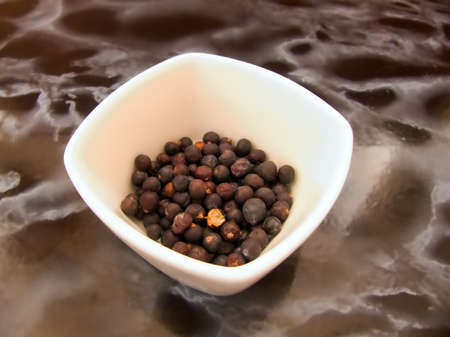 juniper, dried spices for meat loading and alcohol productionの写真素材