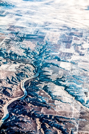 Aerial view of Rocky Mountain range in Colorado の写真素材