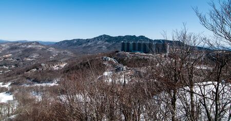 Great Smoky Mountains National Park Winter Overlook Snow Landscapeの写真素材