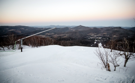 mountain snow landscape at twilight time of day