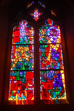 WASHINGTON DC - APRIL 5: Stained glass window  in the National cathedral on April 5th, 2013のeditorial素材