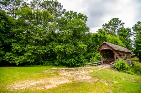 old wooden covered bridge in alabama