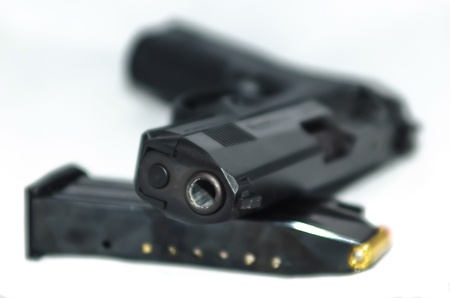 9mm nine millimeter handgun pistol and ammunition in magazine