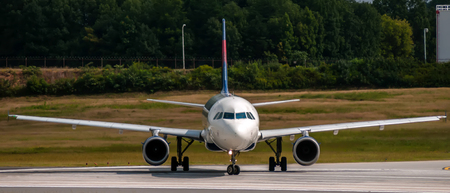 airplane front close-up view airfield ground day timeのeditorial素材