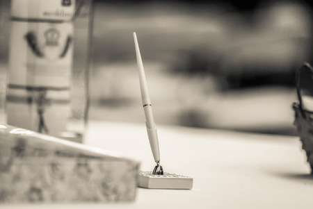 guest book pen on table for special occasion