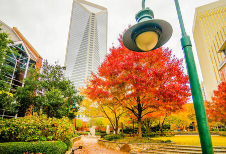 charlotte city skyline autumn season with cloudy skyのeditorial素材