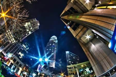 1st january, 2014, charlotte, nc, usa - nightlife around charlotte north carolina during holidaysのeditorial素材