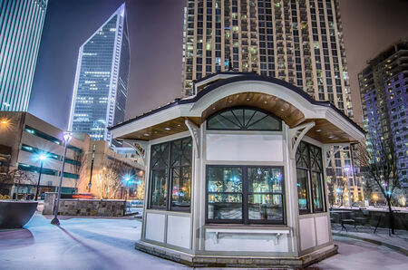 charlotte nc usa skyline during and after winter snow storm in januaryのeditorial素材