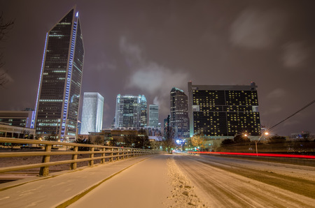 charlotte north carolina skyline in winterの写真素材