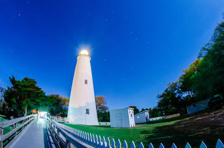 The Ocracoke Lighthouse on Ocracoke Island on the North Carolina coast after sunsetの写真素材