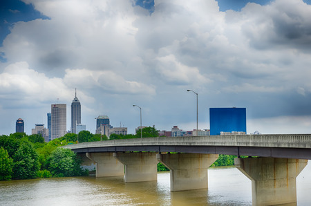Indianapolis skyline. Panoramic image of Indianapolis skyline のeditorial素材