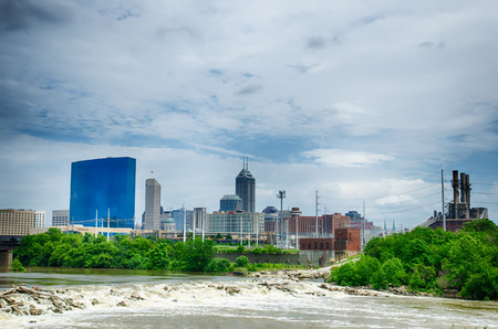 Indianapolis skyline. Panoramic image of Indianapolis skyline のeditorial素材