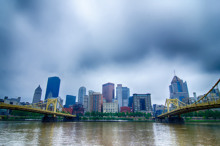 Pittsburgh, Pennsylvania - city in the United States. Skyline with Allegheny and Monongahela River.のeditorial素材