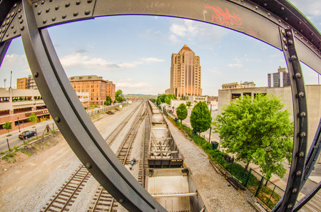 slow moving Coal wagons on railway tracksのeditorial素材
