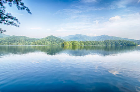 lake santeetlah in great smoky mountains in summerの写真素材