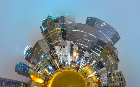 mini planet galaxy of charlotte city skylineの写真素材