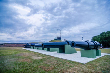 cannons of Fort Moultrie on Sullivan's Island in South Carolina - A fort at this site guarded Charleston Harbor for over 200 yearsのeditorial素材