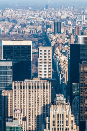 New York City Manhattan midtown aerial panorama view with skyscrapersの写真素材
