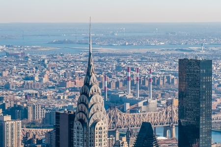 New York City Manhattan midtown aerial panorama view with skyscrapersのeditorial素材