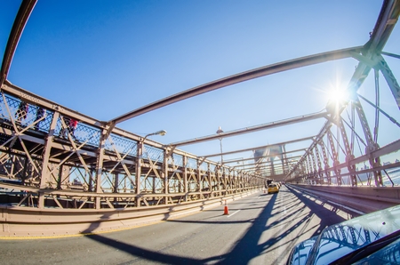 brooklyn bridge and new york city manhattan skylineの写真素材