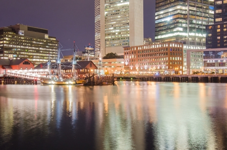 Boston harbor and Financial Districtのeditorial素材