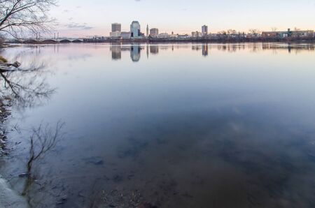 springfield massachusetts city skyline early morningの写真素材