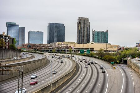 atlanta georgia city skyline on cloudy dayのeditorial素材