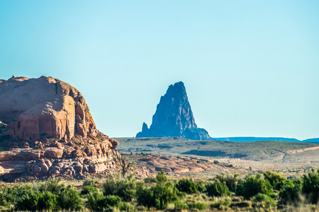 El Capitan Peak just north of Kayenta Arizona in Monument Valleyの写真素材