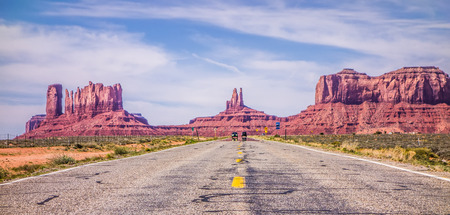 descending into Monument Valley at Utah  Arizona borderの写真素材
