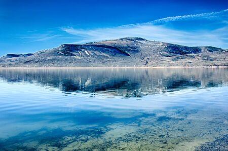 blue mesa reservoir in gunnison national forest coloradoの写真素材
