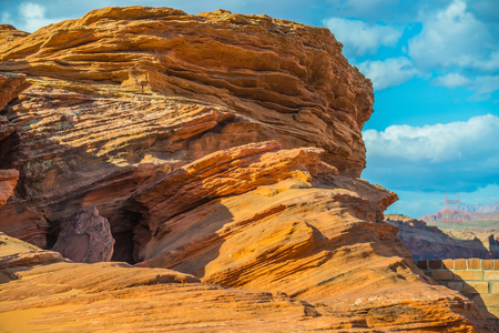waves geological rock formations in arizonaの写真素材