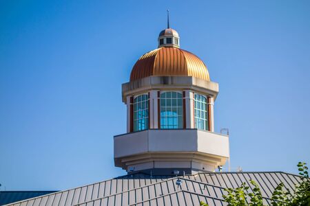 modern and historic architecture at college campusの写真素材