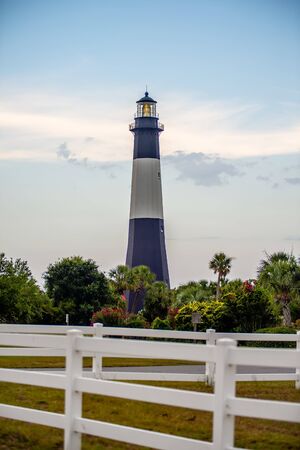 Tybee Island Light with storm approachingの写真素材