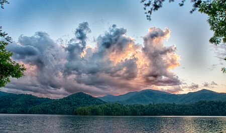 lake santeetlah in great smoky mountainsの写真素材