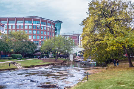 street scenes around falls park in greenville south carolinaのeditorial素材