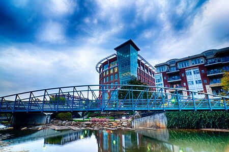downtown of greenville south carolina around falls parkのeditorial素材