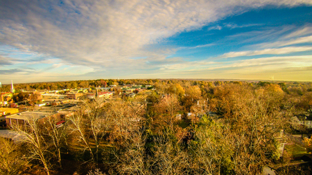 aerial view over white rose city york soth carolinaの写真素材